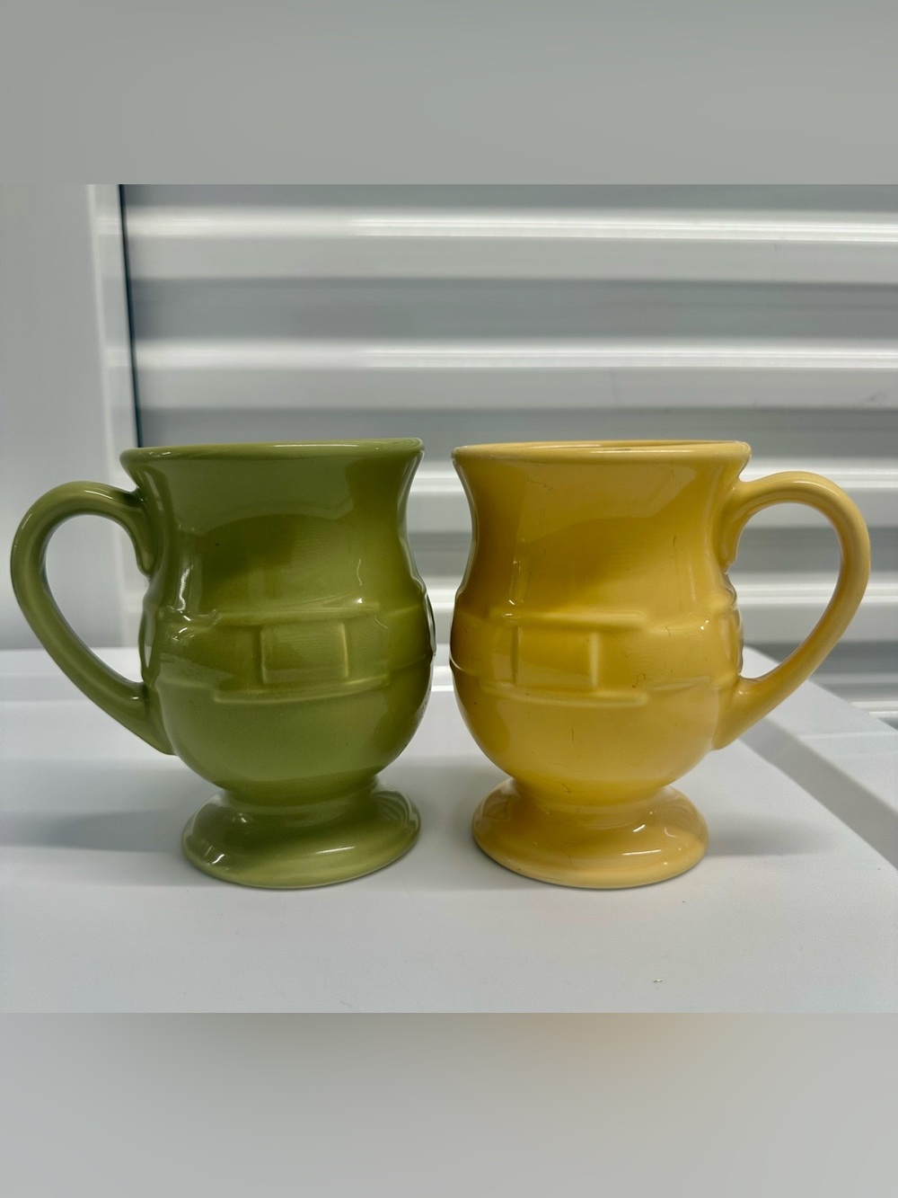 2 Longaberger Pottery Woven Traditions Coffee Mugs 16oz Yellow Sage READ MORE